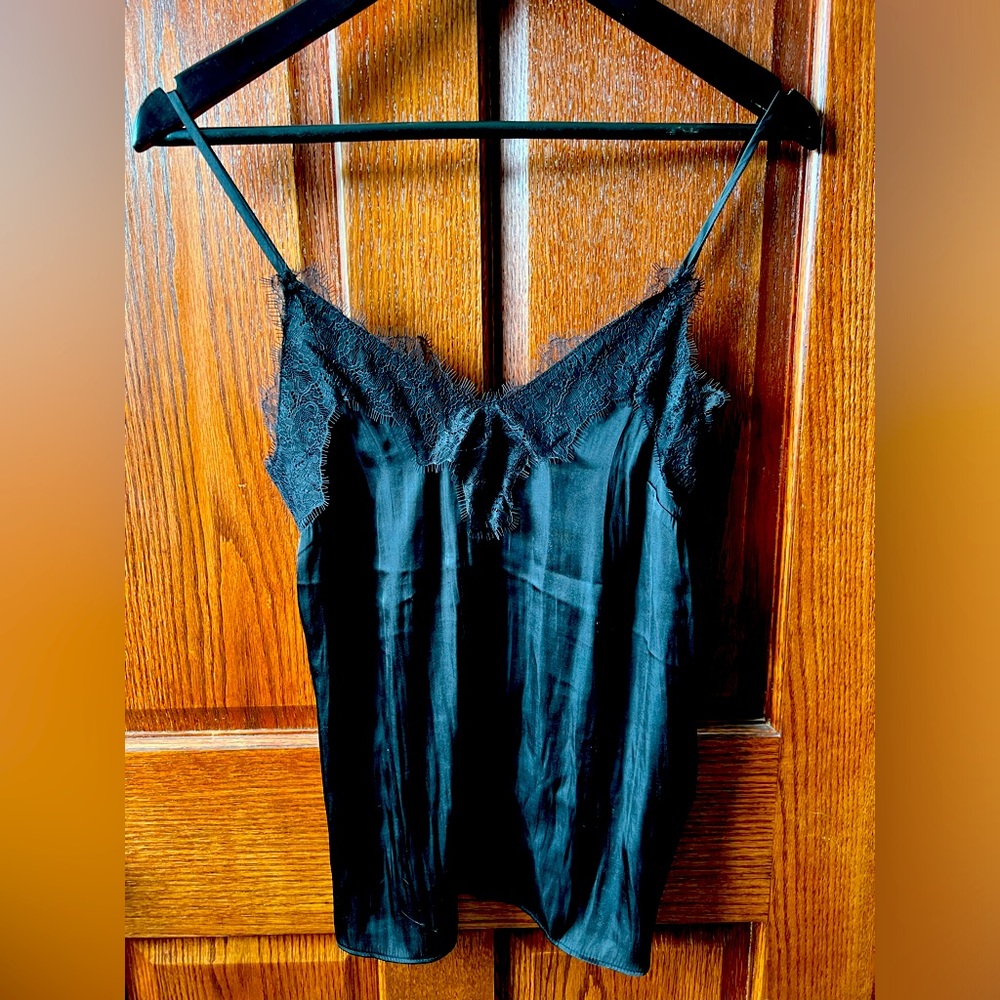 H&M Black Cami With Lace Detail Size 2